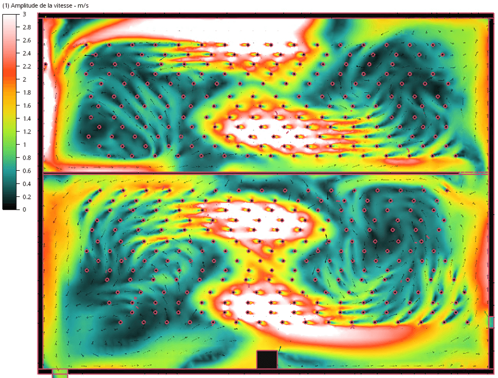 Plan de simulation CFD - Etude des vitesses d'air dans une chambre froide - ressuage abats rouges