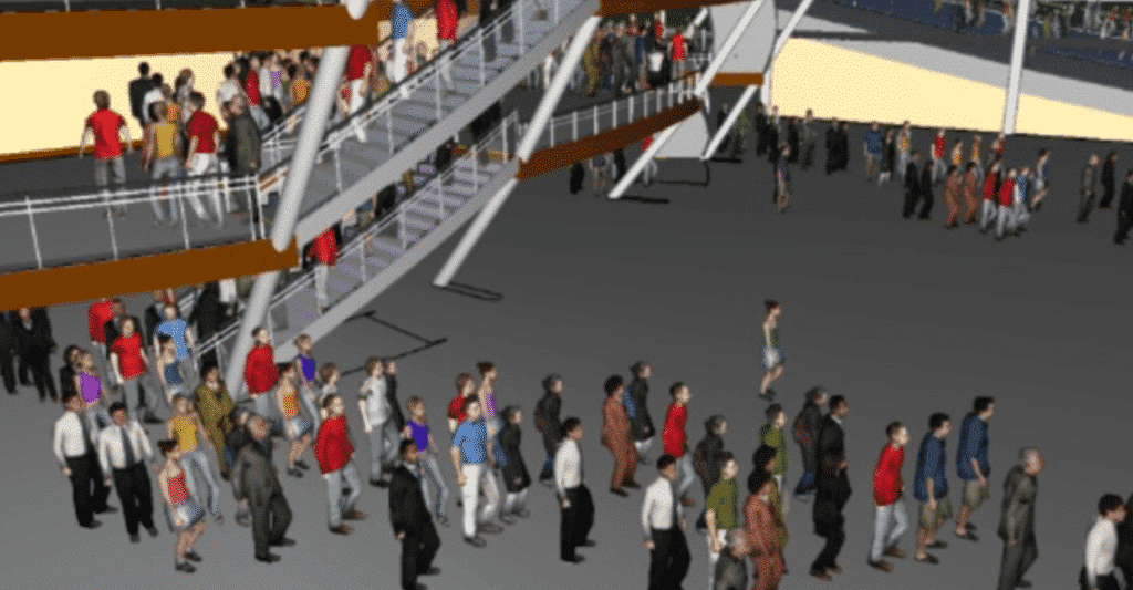 Image présentant l'évacuation des personnes - simulation